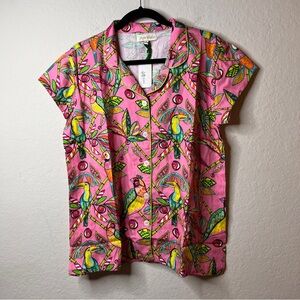 NEW Jayes Studio Bamboo Birds Luxe Ruffled Pajama Set Pink Size Medium 10-12